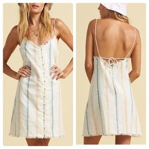 Billabong Striped Mini Dress - Cream, Blue, Orange